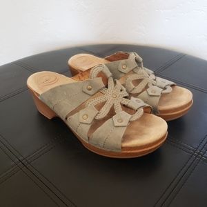 Dansko Light Blue Leather Clog Sandals